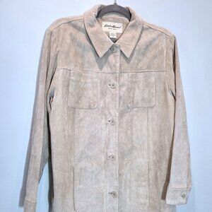 Eddie Bauer Light Tan Suede Button Up Barn Jacket Size M